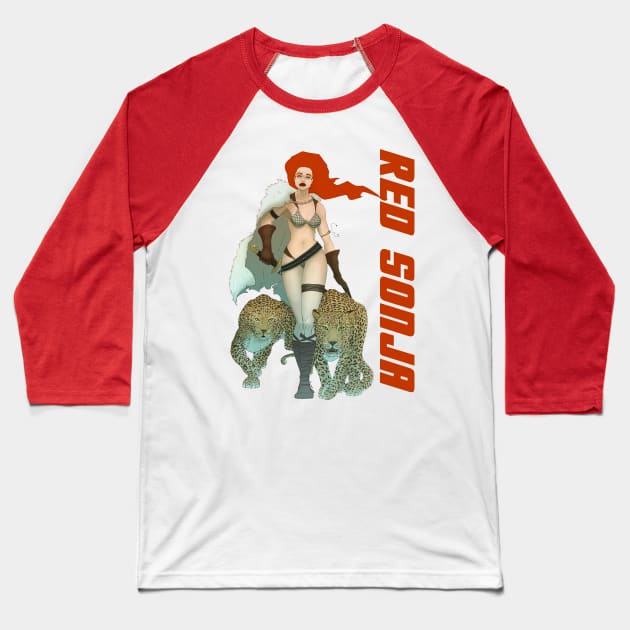 Red Sonja Baseball T-Shirt by Juggertha